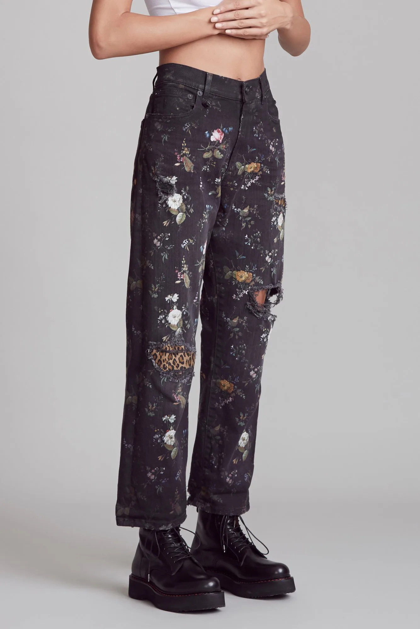 Denim Jeans with Contrasting Paint Detail in Black
