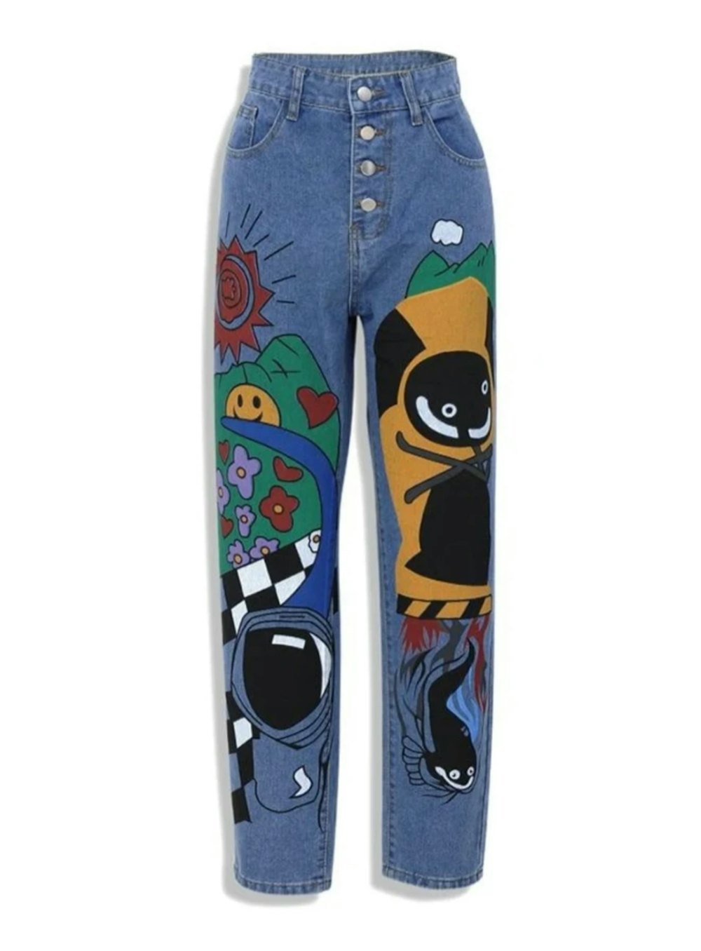 Ezra Cartoon 90s Style Printed Jeans