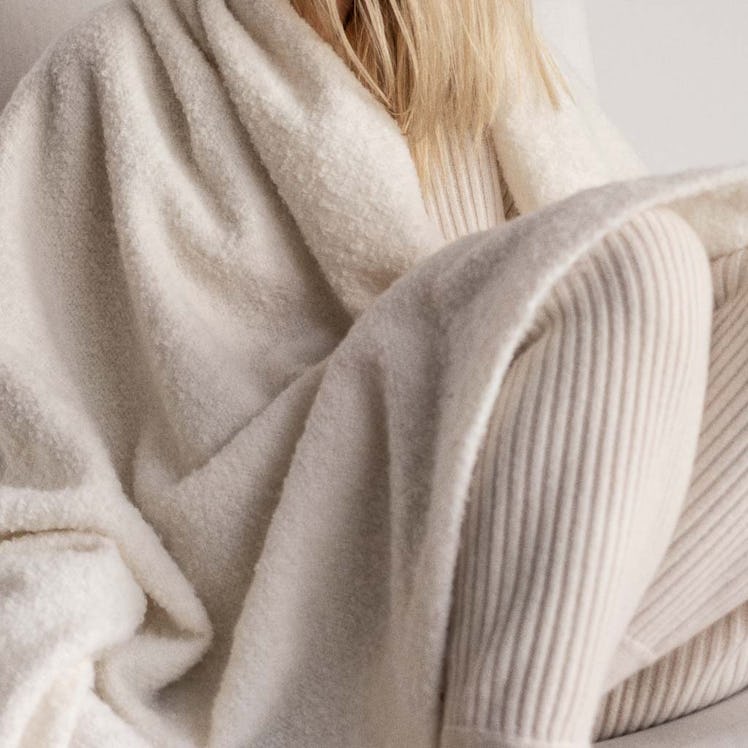 Catalina Boucle Throw, Ivory