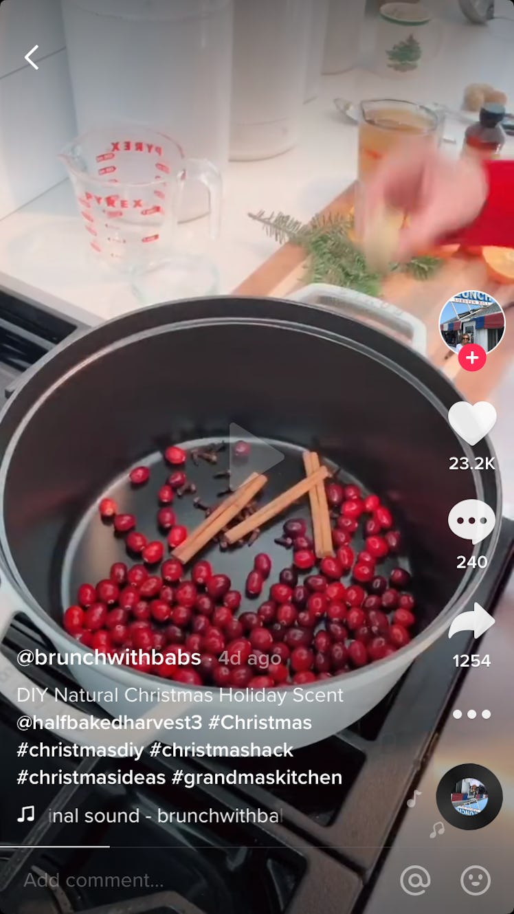 @brunchwithbabs gives her tutorial on DIY natural Christmas scents by boiling a pot of cranberries, ...