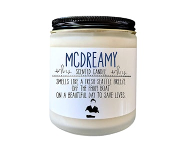 a candle that says "McDreamy" from 'Grey's Anatomy'