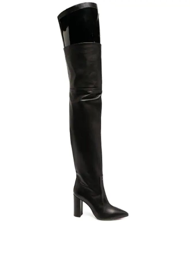 Black thigh-length boots