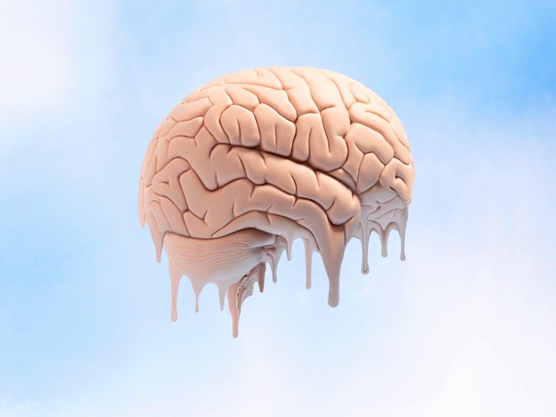A digital illustration of a melting brain representing the 'engine of consciousness'