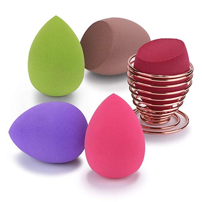 5-Piece Makeup Sponge + Holder Set