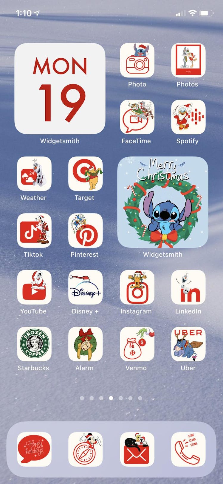 Disney Holiday iOS 14 Home Screen Design Pack