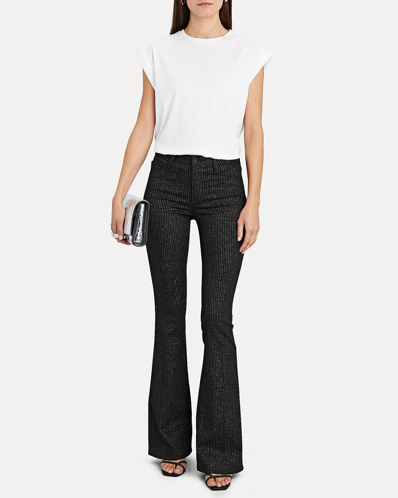 pinstripe flare jeans