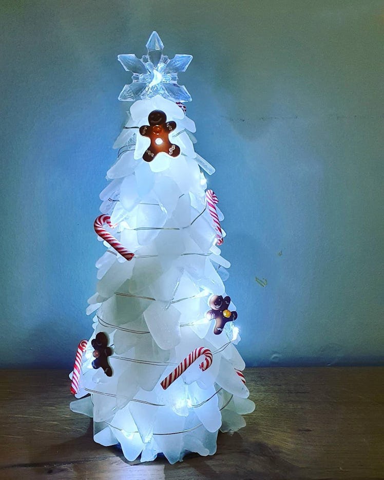8" Frosty White Seaglass Christmas Tree