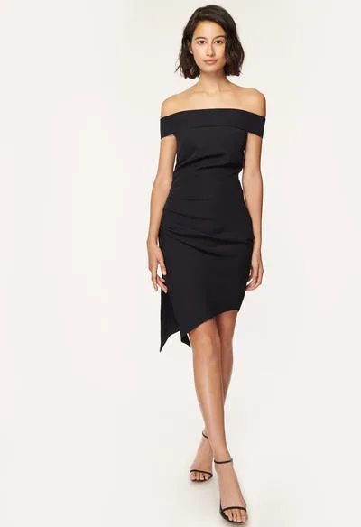 strapless open back dress V-Neck Off-Shoulder Sleeveless Pleated High Slit Sweep Train Satin Mermaid  Prom Dress main image 1
