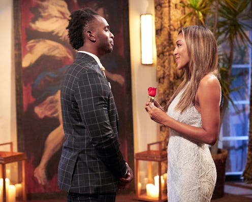 Tayshia Adams and Eazy Nwachukwu at a rose ceremony on 'The Bachelorette' via ABC Press Site