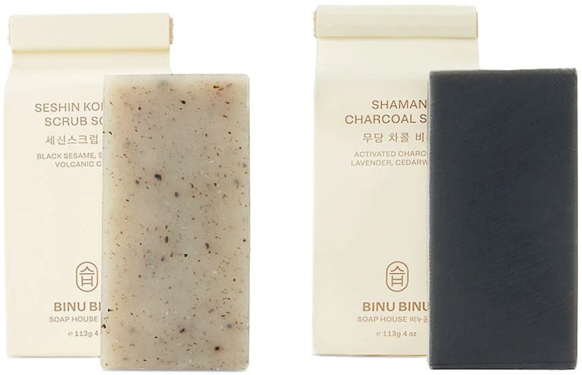 BINU BINU Shaman Charcoal & Seshin Korean Scrub Soap Set