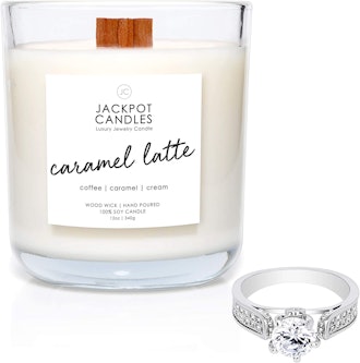 Jackpot Candles Caramel Coffee Latte Candle with Ring Inside