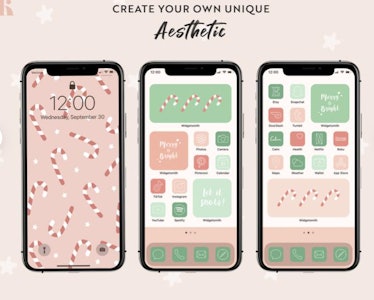 Candy Cane Holiday iOS 14 Home Screen Design Pack