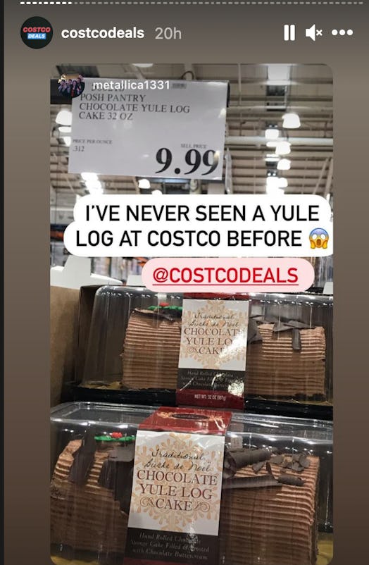 Instagram screenshot of Costco Yule Log cakes on sale