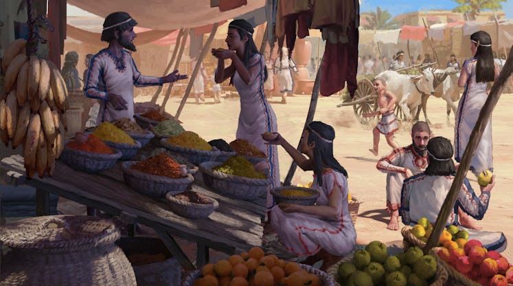 market scene in ancient levant
