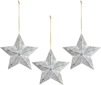 AuldHome Rustic Galvanized Star Ornaments