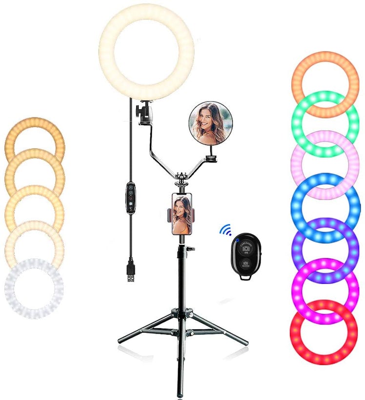 EEIEER 10" RGB Ring Light with Stand