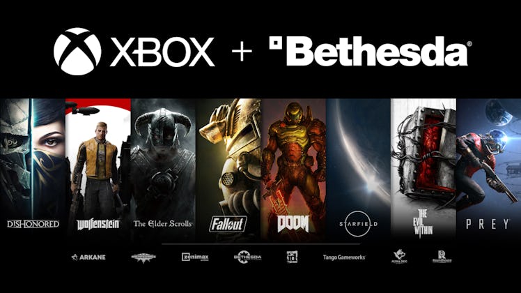 Various XBOX + Bethesda franchises and studios list poster