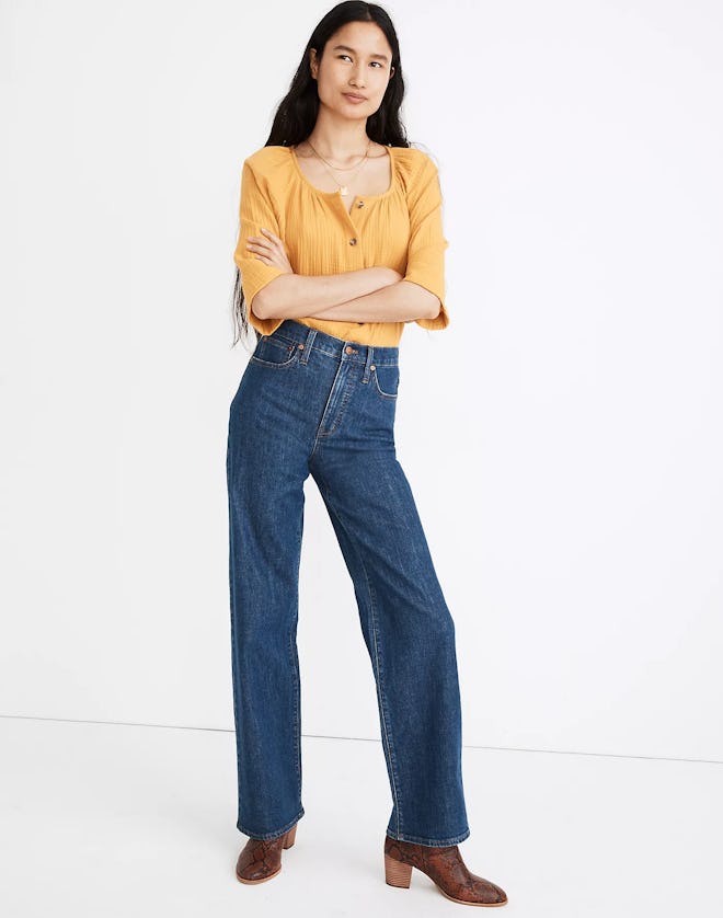 Slim Wide-Leg Full-Length Jeans in Birley Wash