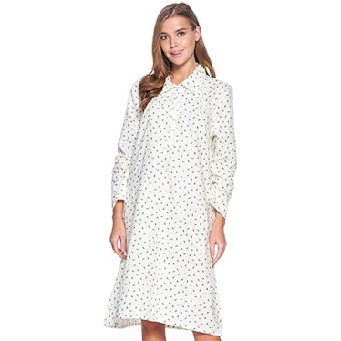 Casual Nights Flannel Floral Long Sleeve Nightgown