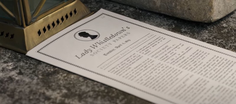 Le lady whisterldown's society papers dans la série La chronique des bridgerton saison 1