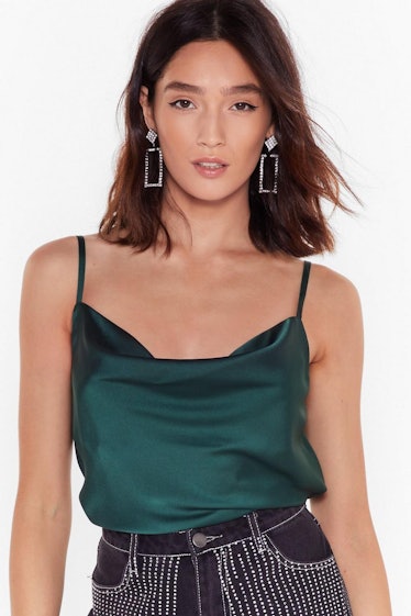 Nasty Gal Don't Cowl Your Ex Satin Cami Top