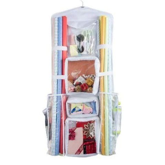 Double Sided Hanging Wrapping Paper Storage, Wrapping Paper Organize