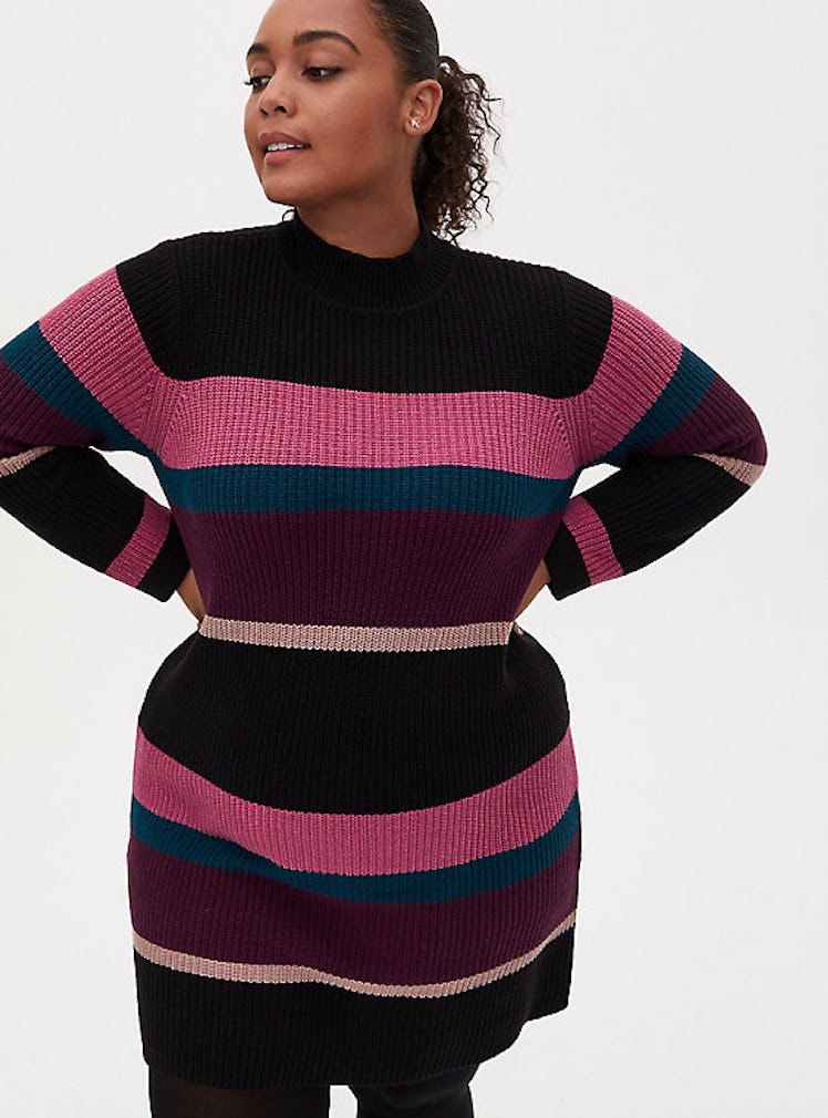 Torrid Multicolor Stripe Mock Neck Sweater Dress