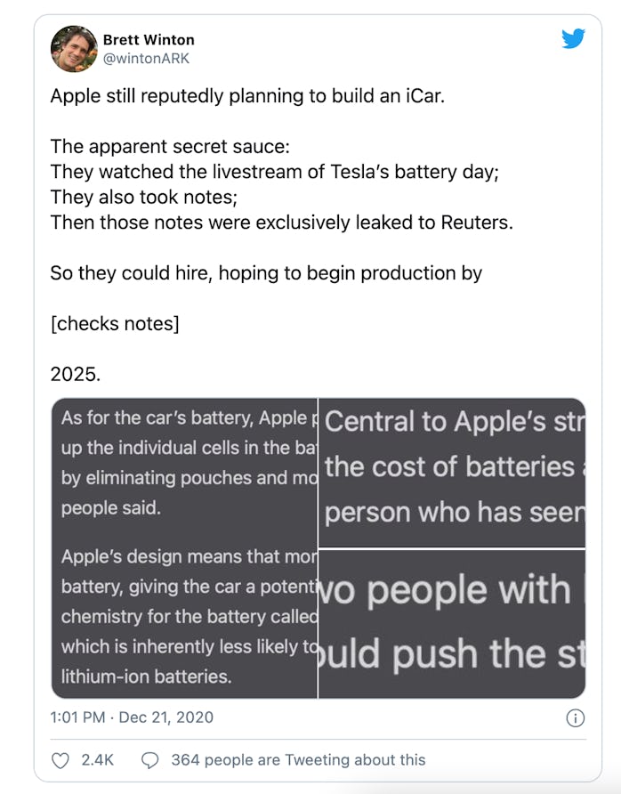 Apple is reportedly planning to put an election car into production by 2025. 