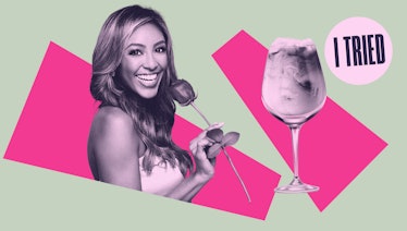 Bachelorette Tayshia Adams and her iced coffee in a wine glass