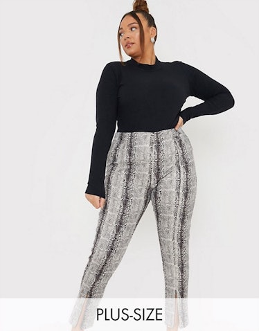 In The Style Plus x Lorna Luxe Skinny Pants in Faux Snake Print