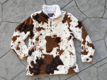 TouchofSouthStore Cow Print Sherpa Pullover