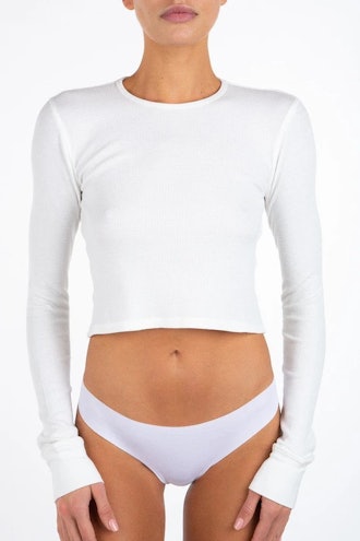 CROPPED LONG SLEEVE THERMAL WHITE