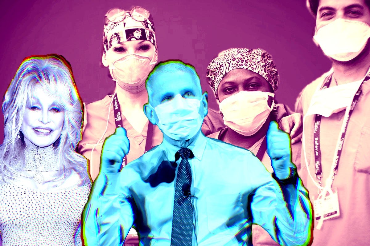 Dolly Parton, Anthony Fauci, frontline workers