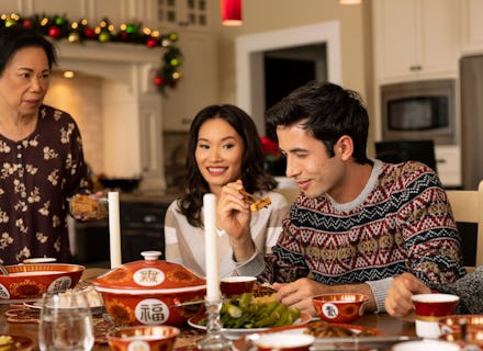 An Asian-American family dining for the holidays