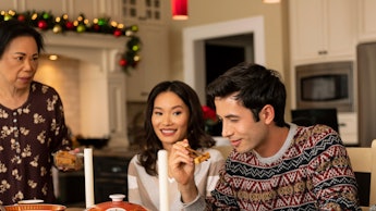 An Asian-American family dining for the holidays