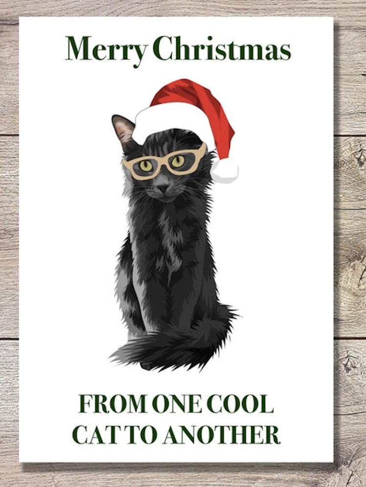 Printable Christmas Card of Funny Cat