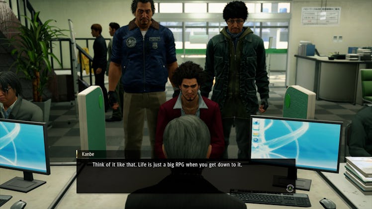 Kasuga learning an important life lesson at the police station 