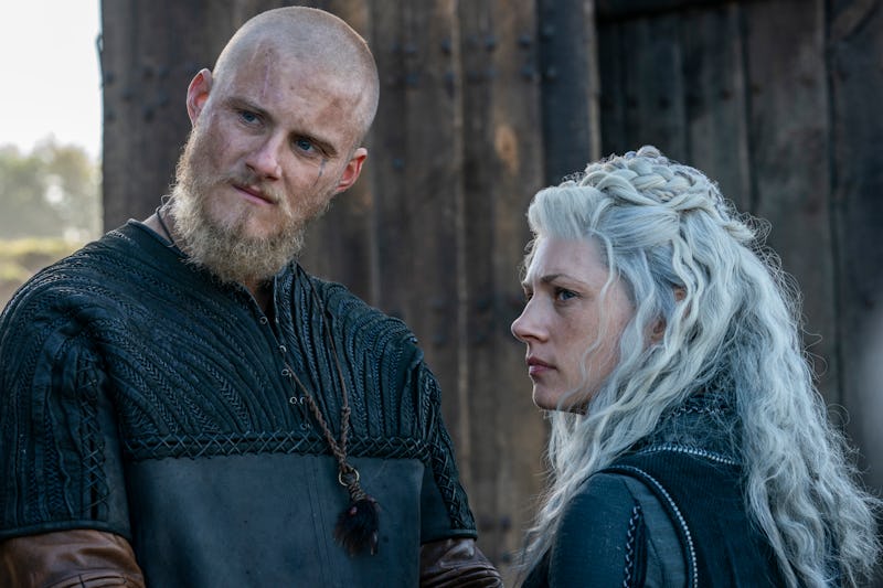 Bjorn (Alexander Ludwig) and Lagertha (Katheryn Winnick) in Vikings, via HISTORY press site.