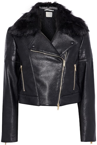 Stella McCartney Kate Faux Fur-Trimmed Quilted Faux Leather Biker Jacket
