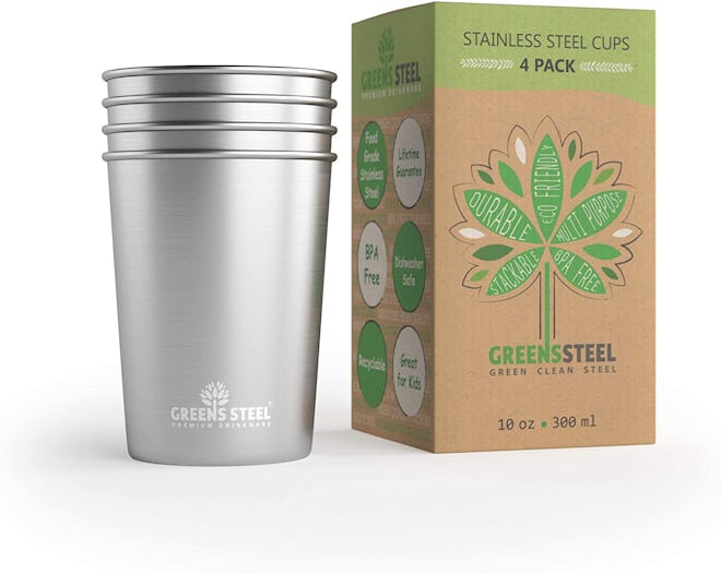 Greens Steel Stainless Steel Cups, 10 Oz. (4-Pack)