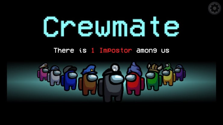 "Crewmate" text sign in "Among Us" game