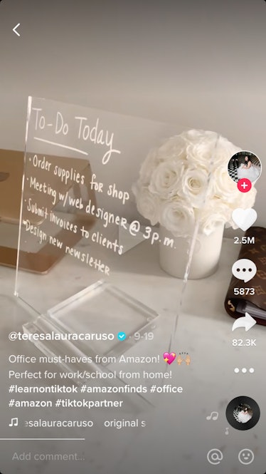 @tereaslauracaruso shows off her office must-haves on TikTok to help motivate her to be productive.
