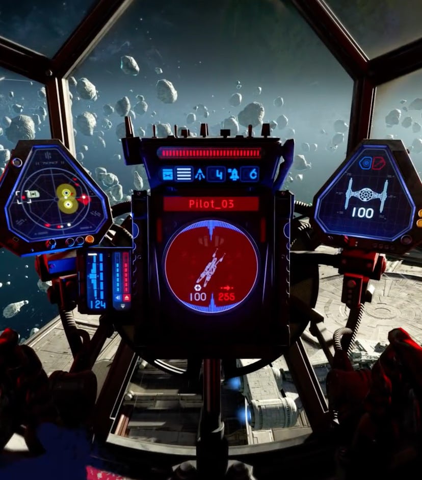 A pilot controls display in Star Wars: Squadrons