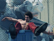 An insert from  Last of Us 2 of a character riding in a garbage can 