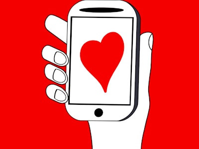 Drawing of a hand holding a smartphone