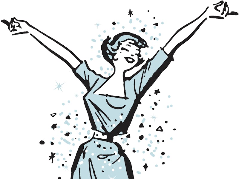 Illustration of a lady that is in a good mood