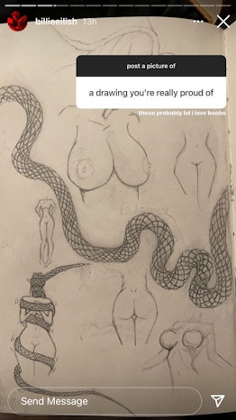 Billie Eilish Instagram story of boob drawings