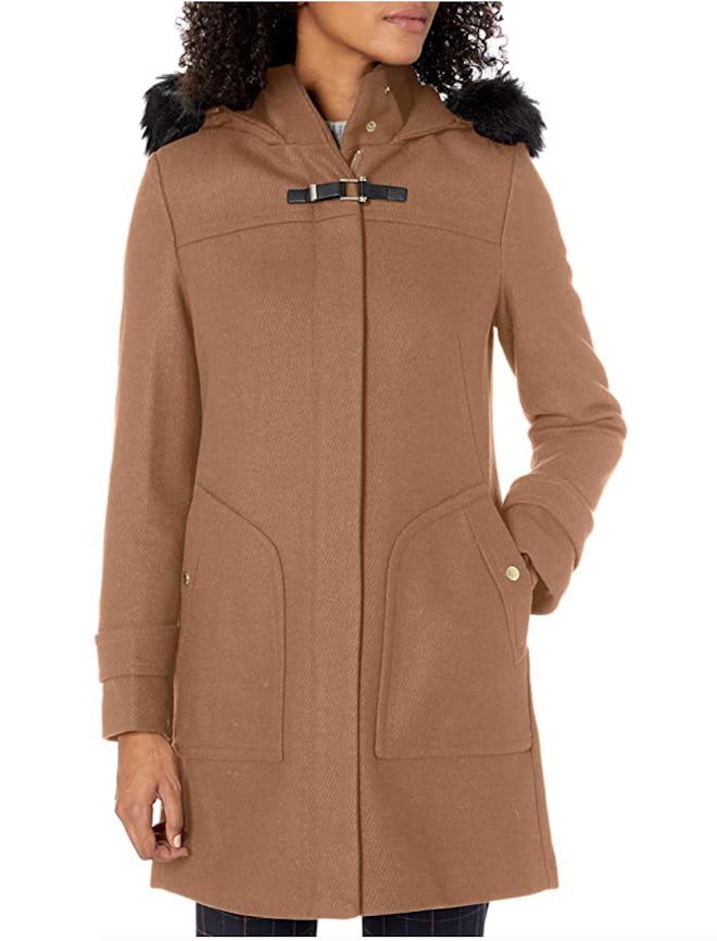 Cole Haan Duffle Coat with Faux-Fur-Trimmed Hood