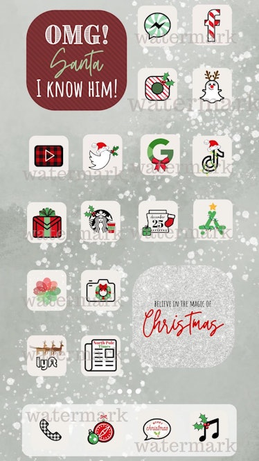 Cute Christmas Holiday iOS 14 Home Screen Design Pack