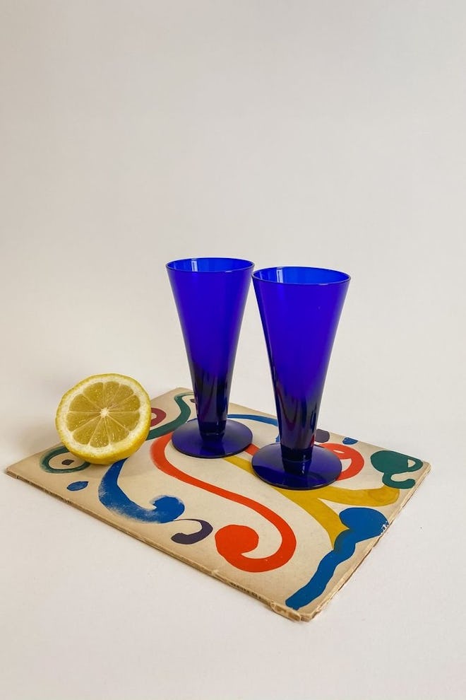 Blue Cornet Cocktail Glasses